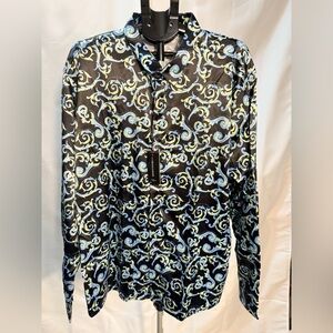 Black and Blue Swirl Pattern Shirt